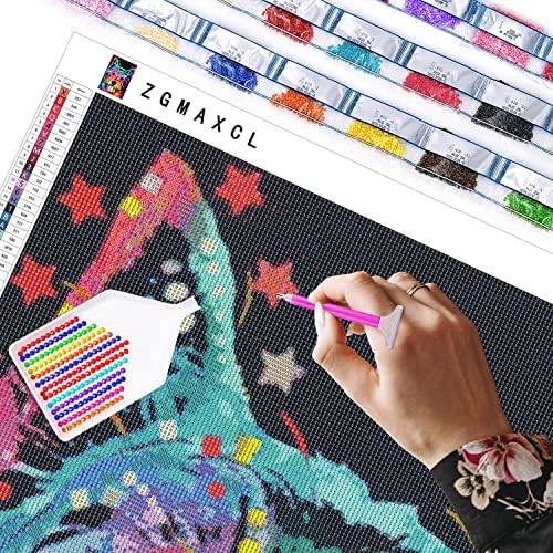 ZGMAXCL Diamond Art Painting Kits Diy para adultos iniciantes redondos redondos de cachorro colorido Cristal de tamanho grande decoração de parede de casa 29,5 x 19,7 polegadas