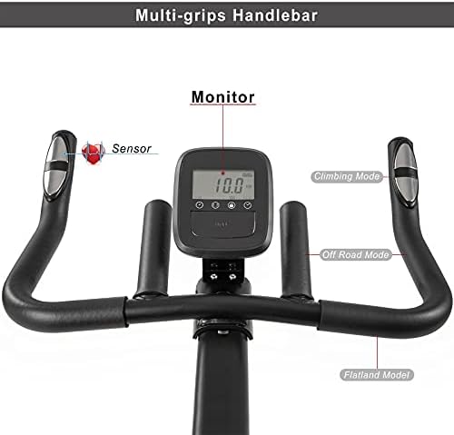 Bicicleta de bicicleta de bicicleta estacionária de bicicleta, bicicleta de bicicleta de bicicleta de bicicleta interna, guidão e assento ajustáveis ​​de 4 vias, monitoramento da taxa de pulso de monitor, para treinamento para cardio em casa Treinamento de bicicleta