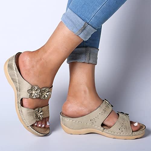 Sandálias de fudule para mulheres de verão elegante, mulheres ortopédicas premium sandálias de dedo do pé aberto sapatos casuais de verão retro-deslizamento