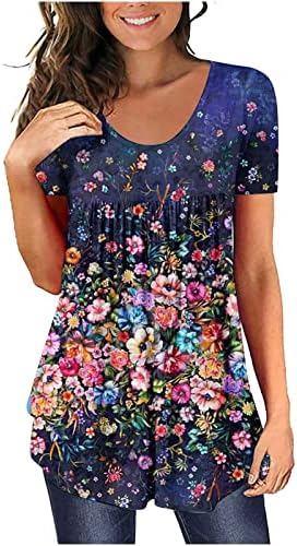 Moda feminina Blusa confortável Top Summer Casual Round Neck de manga curta Blusa impressa