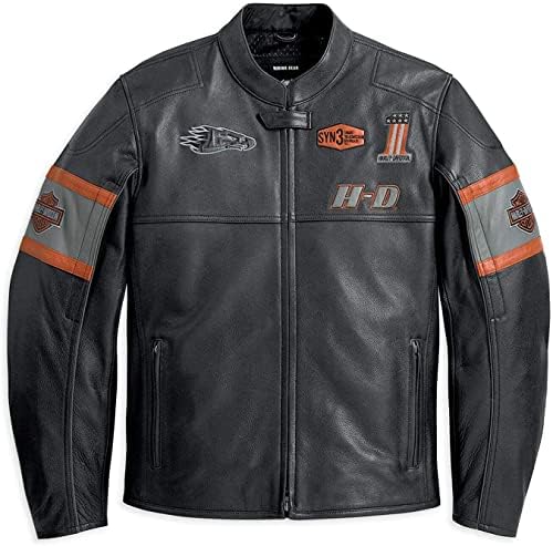 Masculino H -D Screando Eagle Rider Vintage Biker Jaqueta de couro preta de couro - jaqueta de couro preta