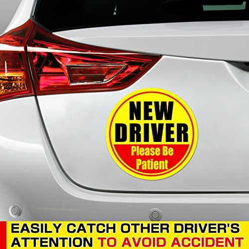 Botocar New Driver Magnet for Car, 3 Pack Round Magnetic Student Driver Stick para carro, por favor, seja paciente novo