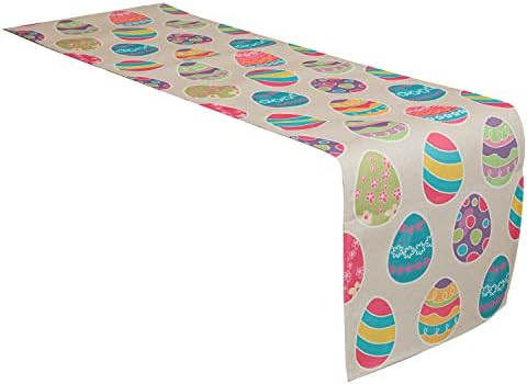 LittleLoverly Feliz Dia da Páscoa de Páscoa Decorações de Mesa de Mesa de Mesa de Mesa - Linho Corrente da mesa de ovos