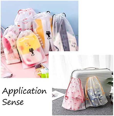 Kissitty 40pcs Viaje sacolas plásticas com cordão 7,83x6,30 polegadas Menina de melancia Morango impresso 4 estilos sacos de coleção