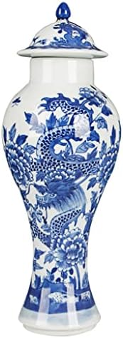 Zlxdp pintada à mão azul e branco jarra antigo porcelana de porcelana de armazenamento de decoração de decoração para lanches de chá jar