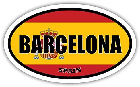 Barcelona Espanha Bandeira Oval Decal de Vinil adesivo 3x5 polegadas