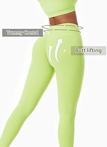 Aeezo Women's Scrunch Pocket Yoga Leggings No Front Seam Butt Luckting Intensify Workout Yoga Calças