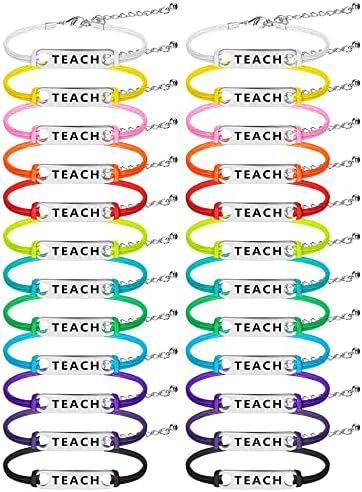 24 peças ensinam pulseiras de bênção de pulseiras coloridas Bracelets Gretos de graduação para homens homens Apreciação de professores