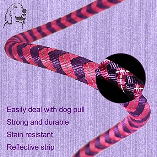 Mycicy Small Dog Leash-6ft x 1/4 de corda reflexiva da coleira-nylon trançado roxo cão coleira para gatos de cachorro