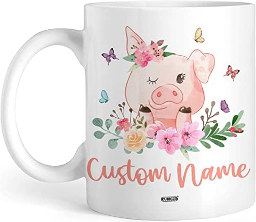 Canecas de café personalizadas cubicer nome personalizado xícaras de cerâmica brancas oz porcos presentes para mulheres acessórios