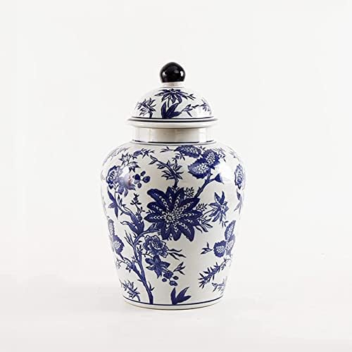 Aadecor frascos de cerâmica, frasco de chá, frascos de armazenamento em estilo chinês, potes de gengibre azul e branco decoração de