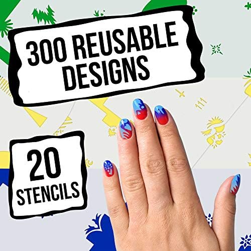 Estomncos de unhas de aerógrafo de arte corporal personalizada - Conjunto de séries de design nº 6 inclui 20 modelos