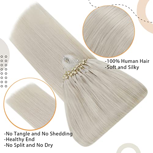 Easyouth Micro Loop Extensões de cabelo humano Micro links Extensões de cabelo Extensões de cabelo loiras brancas micro