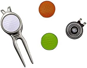 Jef World of Golf Jr153 Metal Divot Golf Tool e clipe de tampa com 3 marcadores de esferas
