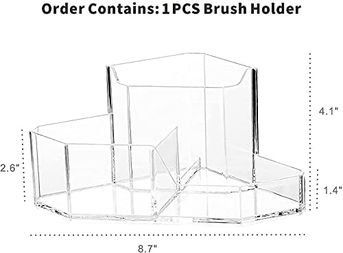Organizador do suporte do escova de maquiagem de acrílico CQ, 3 pincéis de maquiagem de armazenamento de cosméticos