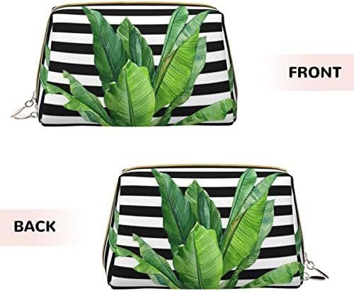 PSVOD Green Palm Leaf Leaf Leaf Cosmetic Saco, Bolsa de cosméticos com zíper de viagem, bolsa de cosméticos portáteis