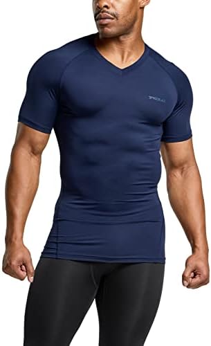 TSLA Men's Tactical Cool Dry Manga curta camisa de compressão, camisa de treino atlético, camisetas de camada de base ao ar livre