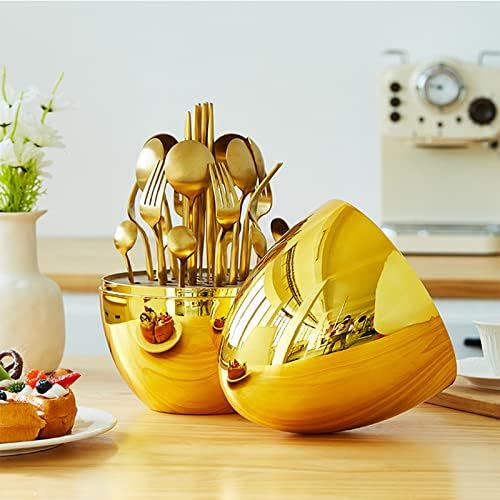 Conjunto de talheres 24 peças, talheres dourados Conjunto para 6, incluindo colher de garfo de facas e caixa de armazenamento