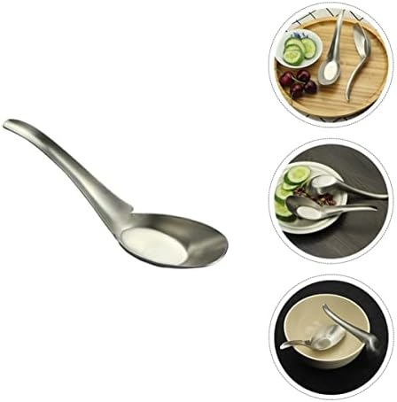 Upkoch 1pc colheres de molho de utensílio japonês decoração de utensílios de decoração de talheres de sopa de sopa de sopa de chef espetácia magra de lápis liso ganho a colher de açúcar lisada servir pho de garoa prateada pendurada para comer comprimido