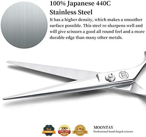 Tesouras de corte de cabelo Moontay 6.0 com grandes orifícios dos dedos, tesoura profissional de estilista de barbeiro,