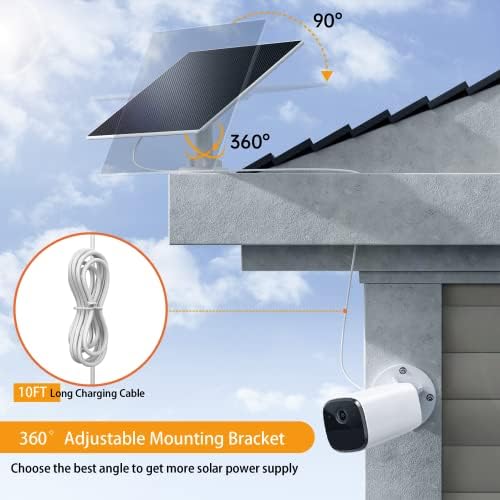 Painel solar de 5W para câmera de segurança externa sem fio, compatível com câmera micro USB ou portão de porta recarregável