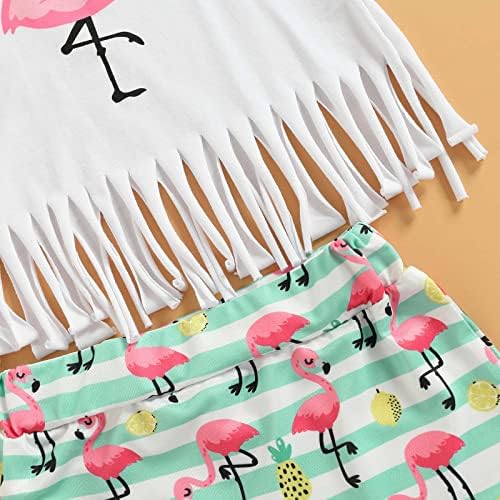 Roupas de combinação de estampas de flamingo para irmãs Tamel de manga curta Tops calças de chamas longas/shorts Banda