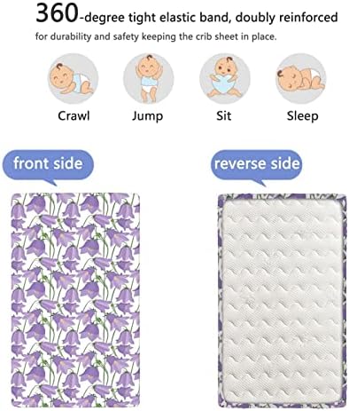 Mini-berço com tema botânico, lençóis de berço, lençóis portáteis de mini berços de colchão de colchão de cama para meninos ou garotas ou berçário, 24 x38, lavanda amarela verde