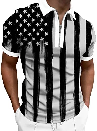 Ruiruilico mens nos EUA Flag pólo camisa 4 de julho impressões patrióticas t camisetas de verão Casual Mangas curtas Polos de esportes