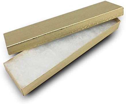 Thedisplayguys 100 -pacote nº 82 Caixa de presente de papel de papel de jóia de papel de papelão cheia de algodão - folha de ouro