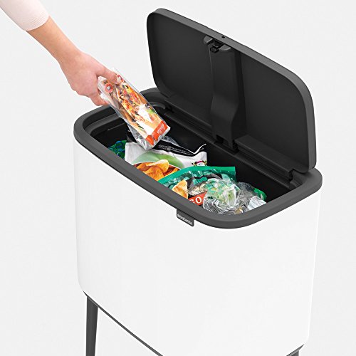 BRABANTIA BO TRASH CAN - 1 x 9,5 gal de lata de lixo/reciclagem de lixo, compartimento removível + sacos grátis