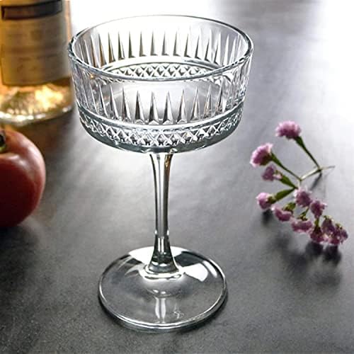 Goblet de depila taça de taça, copa de vidro de champanhe esculpida de boca larga