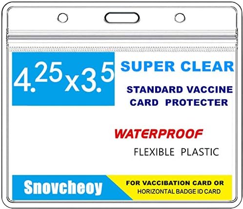 Protetor de carteira de vacina para cartão de registro de vacinação CDC, protetor padrão de cartão de vacinação cdc, 4,25 x 3,5 polegadas protetor de plástico transparente com zíper selvagem à prova d'água