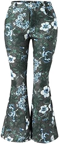 Miashui Woman Calça Tamanho 14 Mulheres Fashion Tights High Caist Pattern Floral Prind calça de calça do namorado de namorado