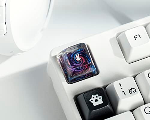 Chapa -chave artesanal interestelar, gravidade no espaço interestelar, Keycap de resina astronautas, Galaxy Keycap, um ano