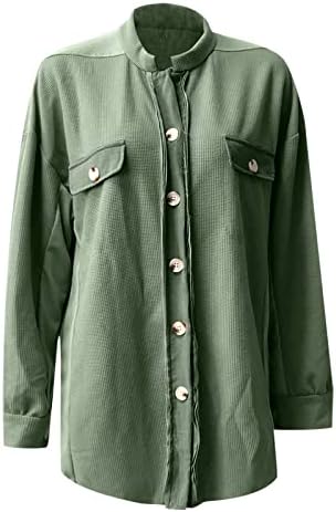 Auimank Shacket Jacket Mulheres, jaqueta de flanela mulher casual jaqueta de manga comprida de bolso de bolso de bolso de bolso de