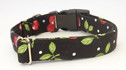 Colhas de colares caninus Cherries & Polka 1,5 Cola de cães de largura - fivela e martingale