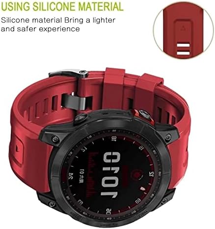 TTUCFA 26 mm Silicone Relógio rápido de silicone Strap para Garmin Fenix ​​7x 7 6 6x Pro 5x 5Plus 3HR SmartWatch EasyFit Rose Red Pulset de pulseira