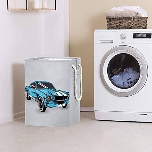 Indomer Carro da velha escola 300D Oxford PVC Roupas à prova d'água cesto de lavanderia grande para cobertores Toys de roupas no quarto