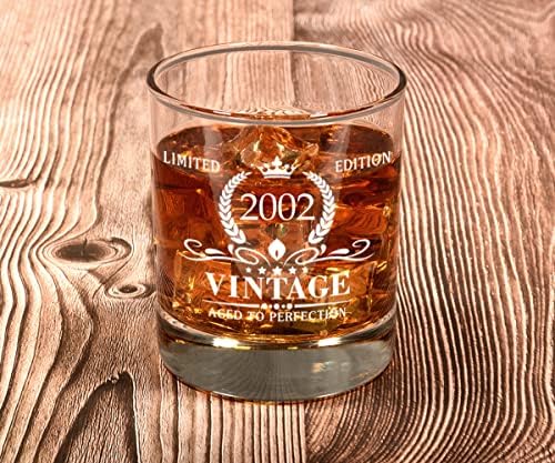 TRIWOL 2002 Presentes de 21º aniversário para homens, Whisky Glass Vintage 21 Presentes de aniversário para ele, filho, marido,