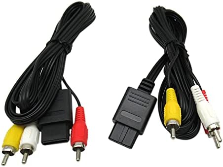 2 pacote de alimentação de adaptador CA e cabos de cabos AV para Nintendo 64 N64 AV AUDIO VÍDEO A/V CABO