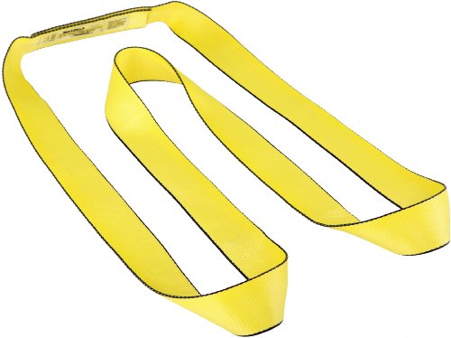 Mazzella EN1-902 Sling de nylon de ponta de borda, interminável, amarelo, 1 ply, 6 'comprimento, 2 largura, 6400 lbs Capacidade de carga vertical