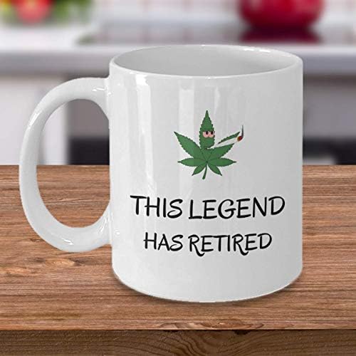 Caneca de café de cannabis - Esta lenda se aposentou - engraçada Weed Stoner Joga de aposentadoria 420 Presentes - Humor de maconha - Pessoas chapadas Reefer fumando ganja presentes - Mary Jane Wake e Bake - legalize a xícara de ervas daninhas