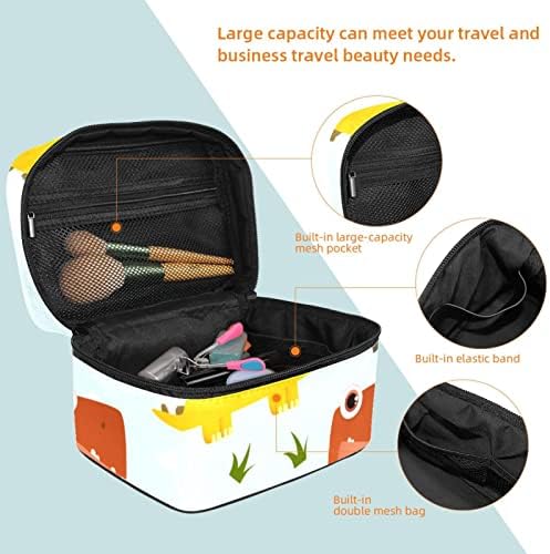Cartoon Dinosaur Pattern Pattern Bag Cosmético Bolsa de maquiagem portátil Organizador de higiene pessoal para mulheres