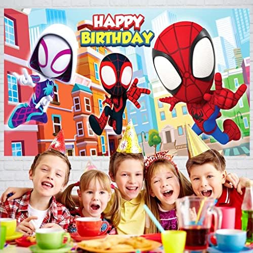 Spidey e seus amigos incríveis de aniversário de aniversário do Homem de Fotografia para Crianças Banner de Feliz Aniversário Banner