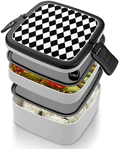 Diamante em preto e branco Diamante Bento Bento Box Box Recipiente de refeição para trabalho Offce Picnic