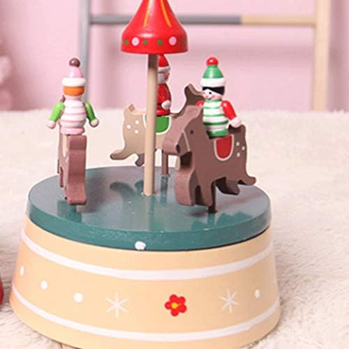 Gkmjki Wooden Carousel Box Snow Snow Decoração de Natal para Decoração de Decoração Home Caixa de Música