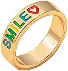 2023 nova letra colorida letra de óleo anel de amor anel de amor feminino retro simples anel para amigos e amantes jóias