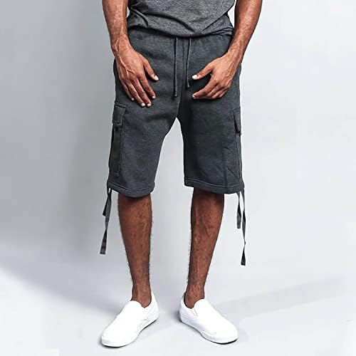 Shorts de caminhada homens, shorts de carga de verão masculinos soltos calças casuais solteiras com cinto e cordões