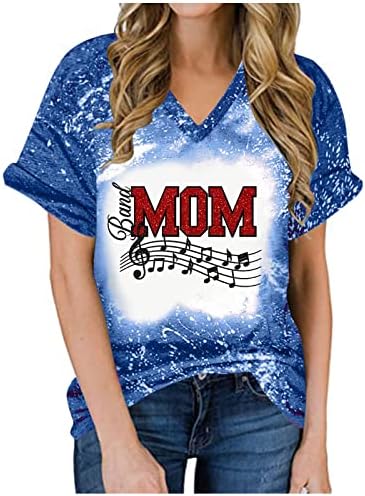 Mãe da banda Camisas femininas Carta engraçada Imprimir mama camiseta de manga curta Mã