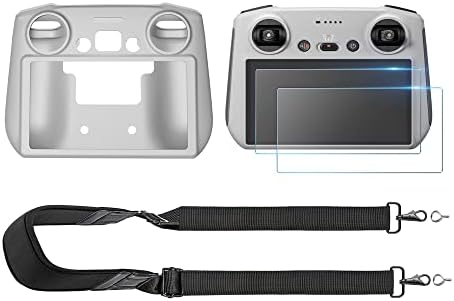Mini 3 Pro RC Control Silicone Protection Tampa + Filme de protetor de tela de vidro temperado + cordão de pescoço/cinta para DJI mini